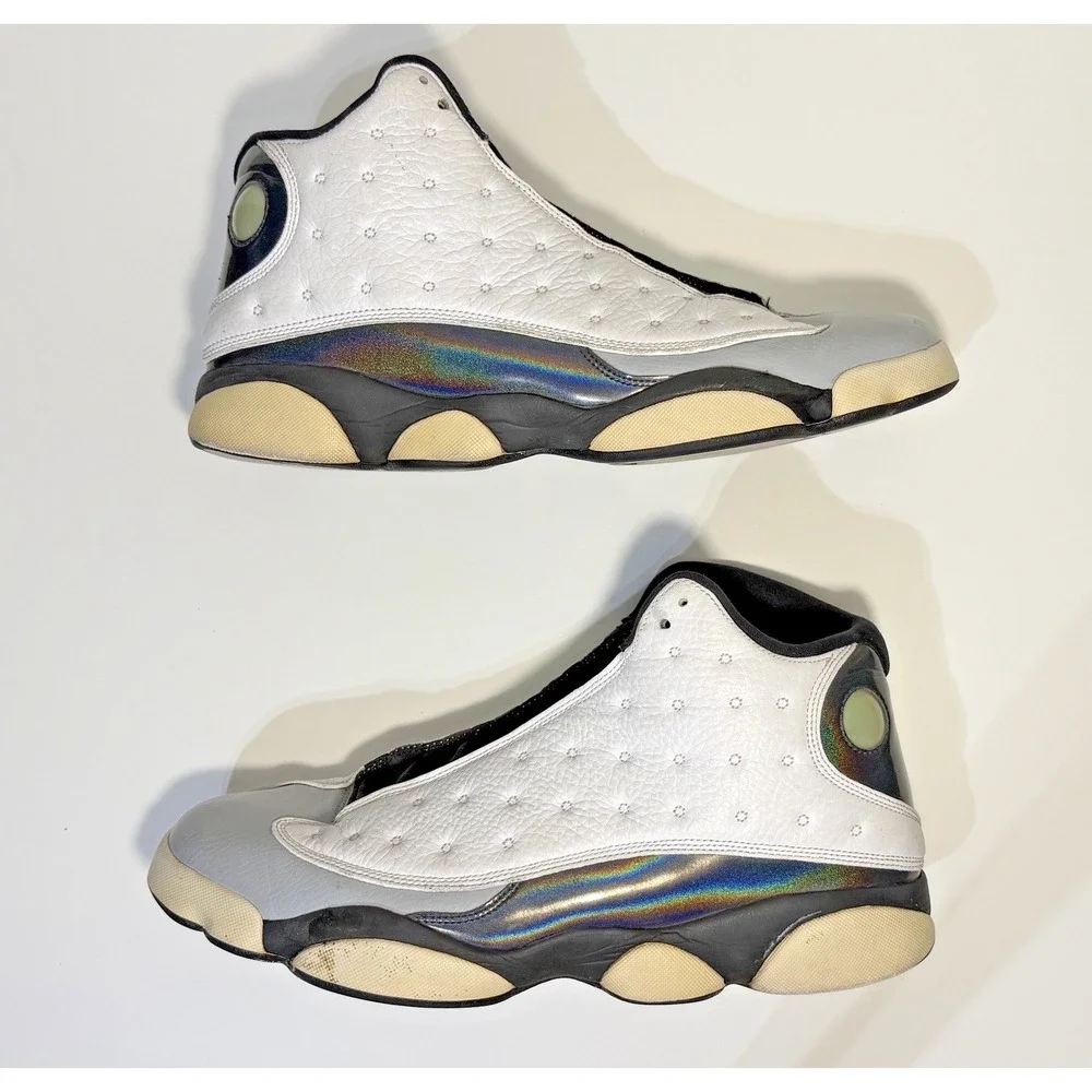 Retro Barons Air Jordan 13 Hologram Men Sz 13 Wolf Gray White Sneaker 2014